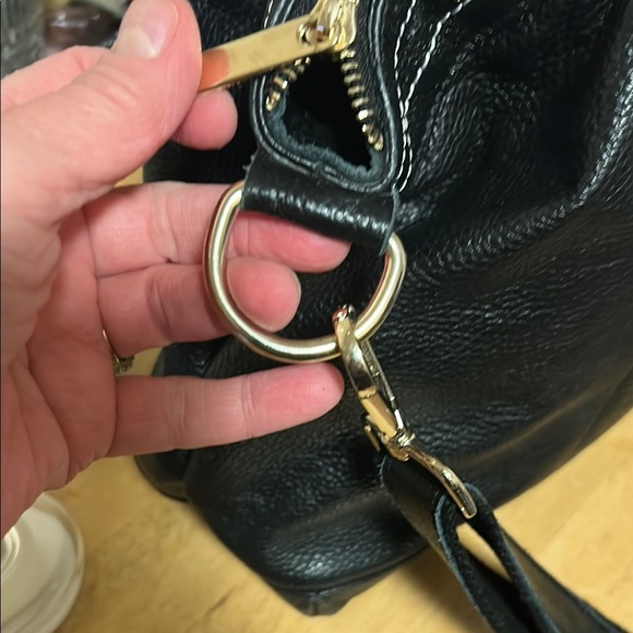 CUORE & PELLE Shoulder Bag Handbag Satchel Large Zip Top Blk Pebble Leather EUC - Picture 4 of 13